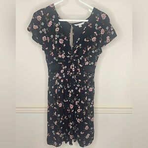 American Eagle Floral Black Cutout Dress